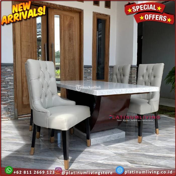 Produse Meja Makan Marmer Kursi 4, Meja Makan Marmer Putih, Niceliving Furniture - Jepara