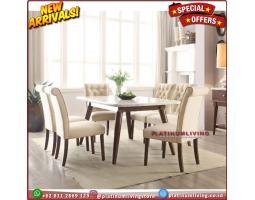 Produsen Meja Makan Marmer Kursi 6, Meja Makan Marmer Rangka Jati Kursi 6, Niceliving Furniture - Jepara
