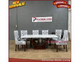 Produsen Meja Makan Marmer 6 Kurs,I Meja Makan Marmer Rangka Jati, Niceiving Furniture - Jepara