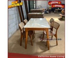Produsen Meja Makan Marmer Cream Kursi 4, Meja Marmer 4 Kursi Platinum, Niceliving Furniture - Jepara  