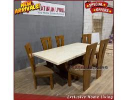 Produsen Meja Makan Marmer 6 Kursi. Meja Makan Jati. Top Table Marmer, Niceliving Furniture - Jepara
