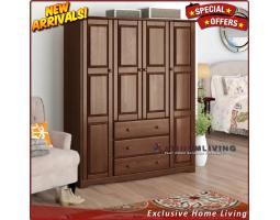 Produsen Lemari Pakaian Jati Minimalis, Almari Pakaian Jati Pintu 4, Niceliving Furniture - Jepara