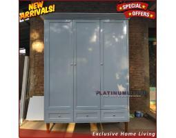 Produsen Lemari Pakaian Pintu 3 Cat Duco, Almari Baju 3 Pintu Modern, Niceliving Furniture - Jepara