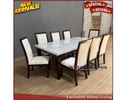 Produsen Meja Makan Marmer Putih Kursi 8, Niceliving Furniture - Jepara