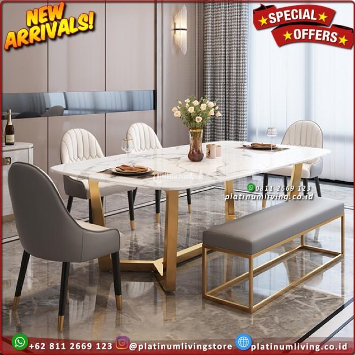Produsen Meja Makan Marmer 4 Kursi, Meja Makan Stainless Marmer Putih Import, Niceliving Furniture - Jepara