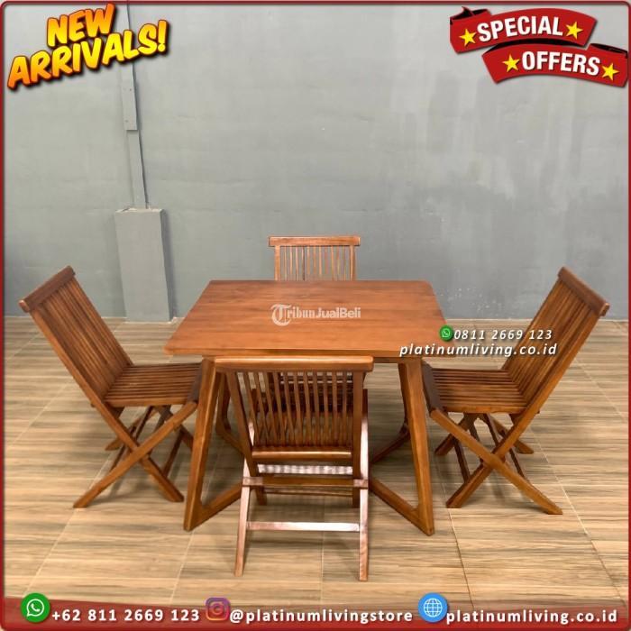 Meja Makan Cafe Minimalis Meja Cafe 4 Kursi Lipat kursi meja makan Furniture - Jepara