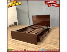 Tempat Tidur Jati Minimalis 160200 Laci 3 Dipan Jati Ranjang Jati Furniture - Jepara