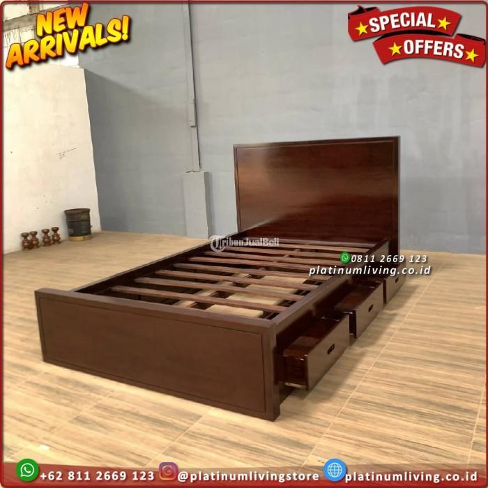 Tempat Tidur Jati Minimalis 160200 Laci 3 Dipan Jati Ranjang Jati Furniture - Jepara