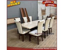 Meja Makan Marmer Meja Makan Marmer Cream Meja Makan Rangka Jati Asli Furniture - Jepara