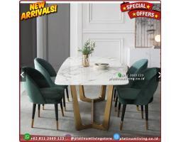 Meja Makan Marmer Asli Meja Makan Marmer 4 Kursi Mewah  Cream Furniture - Jepara