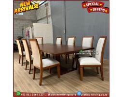 Meja Makan Jati 250 x 100 Kursi 8 Tebal Meja 5 cm Furniture - Jepara 