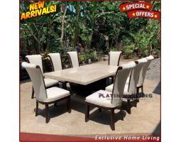 Meja Makan Marmer Cream 220100 Kursi 8 Meja Makan mewah 8 Kursi Jati Furniture - Jepara
