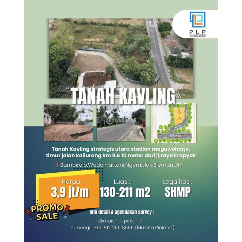 Jual Tanah Kavling 3,9 Juta Luas 130 m2 Di Utara Stadion Maguwoharjo, 10 Meter Dari Jalan Raya - Sleman