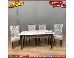 Meja Makan Marmer Putih Import Kursi 4 Jati Meja Makan Marmer Furniture - Jepara
