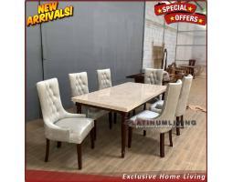 Meja Makan Marmer Cream Meja Makan Marmer 6 Kursi Jati Furniture - Jepara