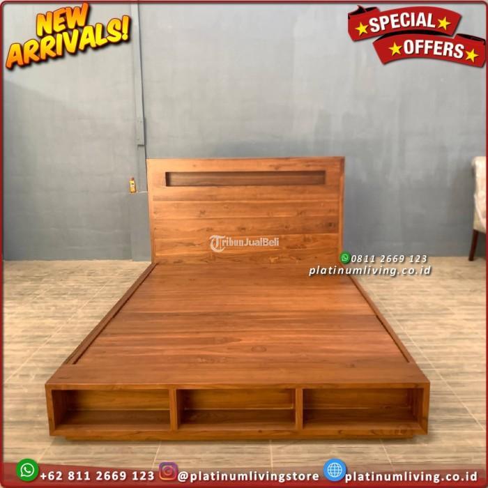 Tempat Tidur Jati 180200 Dipan Jati Minimalis Alas Blok Kayu Furniture - Jepara