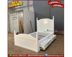Tempat Tidur Laci 2 Duco Putih Divan Jati Minimalis Dipan Duco - Jepara