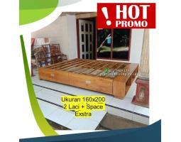 Tempat Tidur Jati Laci 2 Minimalis 90200, Dipan Jati Minimalis Furniture - Jepara