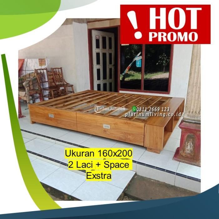 Tempat Tidur Jati Laci 2 Minimalis 90200, Dipan Jati Minimalis Furniture - Jepara