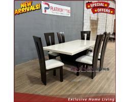 Meja Makan Marmer Cream Kursi 6 Full Busa Mewah Meja Makan Marmer Asli Furniture - Jepara