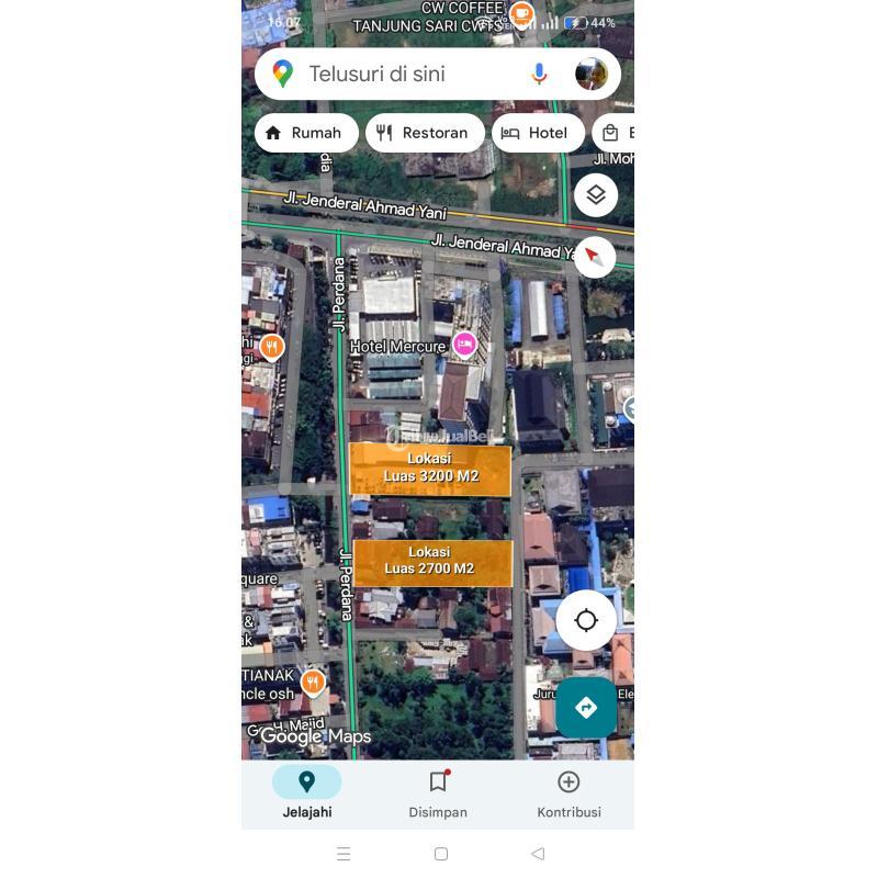 Dijual Tanah, 2 Ukuran, Luas 3200m2 dan 2700m2, Shm, Pinggir Jalan Perdana, Belakang Toyota Anzon  - Pontianak