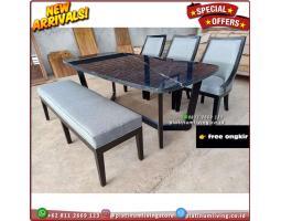 Produsen Meja Makan Marmer Hitam Rangka Jati, Meja Makan Marmer - Jepara 