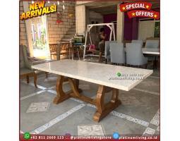 Produsen Meja Makan Marmer Cream, Top Table Marmer Asli - Jepara 