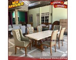 Produsen Meja Makan Marmer 6 Kursi, Top Table Marmer Cream  - Jepara