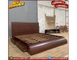 Produsen Tempat Tidur Jati Laci 2 Model Terbaru 120x200 - Jepara