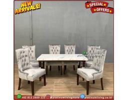 Produsen Meja Makan Jati Top Table Marmer  4 Kursi - Jepara