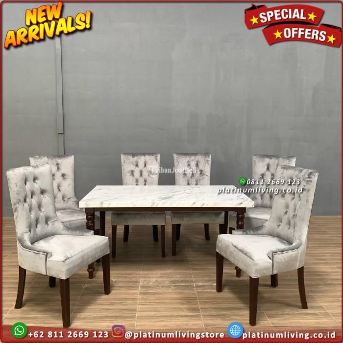 Produsen Meja Makan Jati Top Table Marmer 4 Kursi - Jepara