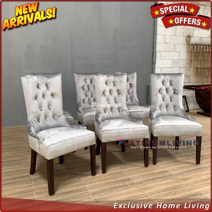 Produsen Kursi Makan Jati Modern Minimalis Kain Bludru Velvet Furniture - Jepara