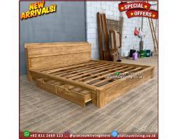 Produsen Tempat Tidur Jati Laci Minimalis 120x200  - Jepara  