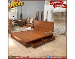 Produsen Tempat Tidur Jati Laci 2 Alas Full Kayu Jati 160x200 - Jepara