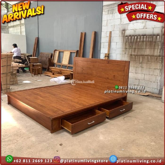 Produsen Tempat Tidur Jati Laci 2 Alas Full Kayu Jati 160x200 - Jepara