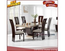 Produsen Meja Makan Marmer 210 x 100 Kursi 8 Jati - Jepara