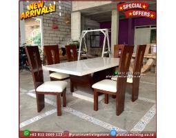 Produsen Meja Makan Marmer 6 Kursi Kayu Jati - Jepara