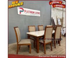 Produsen Meja Makan Marmer 180 x 90 Kursi 6 Rangka Jati - Jepara