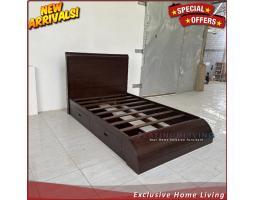 Produsen Tempat Tidur Jati Laci 2 Minimalis 120x200 - Jepara