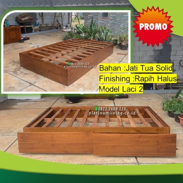Produsen Tempat Tidur Jati, Dipan Minimalis 2 Laci 90x200 - Jepara