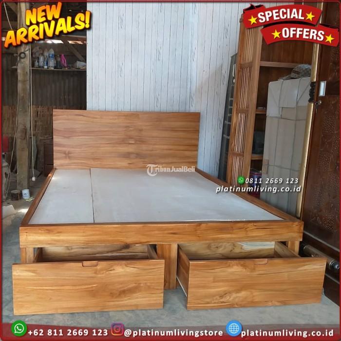 Produsen Tempat Tidur 160x200 Kayu Jati 2 Laci - Jepara