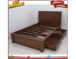 Produsen Tempat Tidur Jati Minimalis 160x200 Laci 2 - Jepara