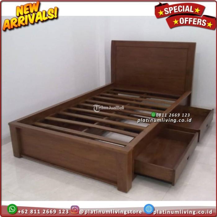 Produsen Tempat Tidur Jati Minimalis 160x200 Laci 2 - Jepara