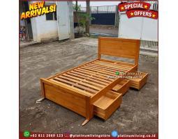 Produsen Tempat TidurJati 160x200 Laci 3 Minimalis - Jepara