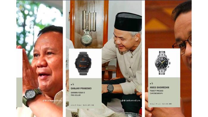 Pilihan jam tangan capres RI | TikTok / @tankamedium via Kompas.com