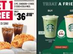 Update Promo 10.10 Makanan & Minuman dari KFC, McD Hingga Starbucks
