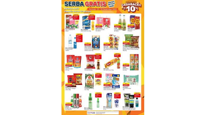 Katalog Promo Alfamart Serba Gratis terbaru yang berlaku 7-15 Desember 2023. (Alfamart)