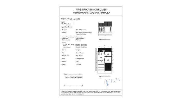Denah rumah di Graha Arraya