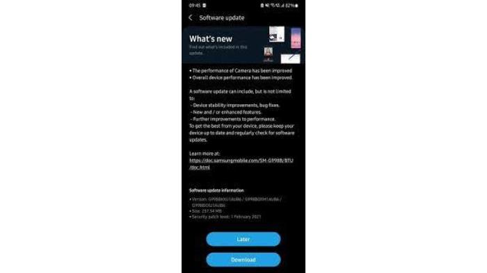 Ilustrasi update software di HP Samsung | GSMArena