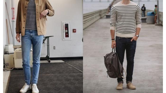 Padu padan outfit dengan motif horizontal |  Lookastic & Pinterest